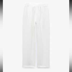 Zara Straight Leg Flowy Oyster white pants 🤍